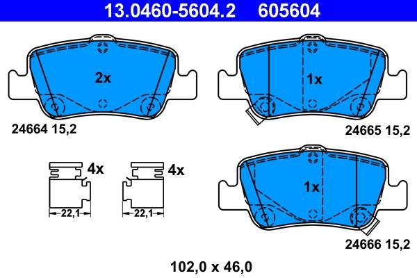 Jeu de 4 plaquettes de frein ATE ref. 13.0460-5604.2