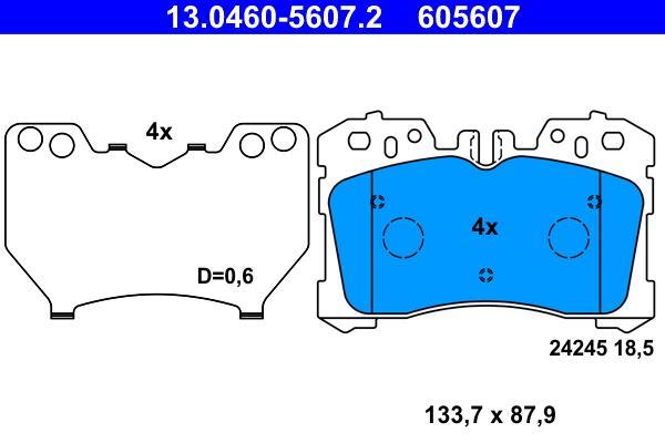 Jeu de 4 plaquettes de frein ATE ref. 13.0460-5607.2