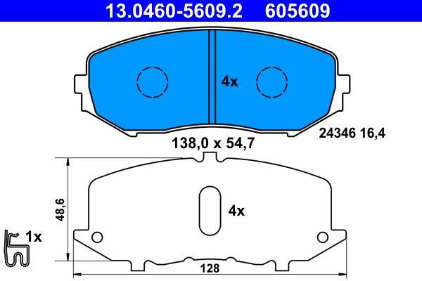 Jeu de 4 plaquettes de frein ATE ref. 13.0460-5609.2