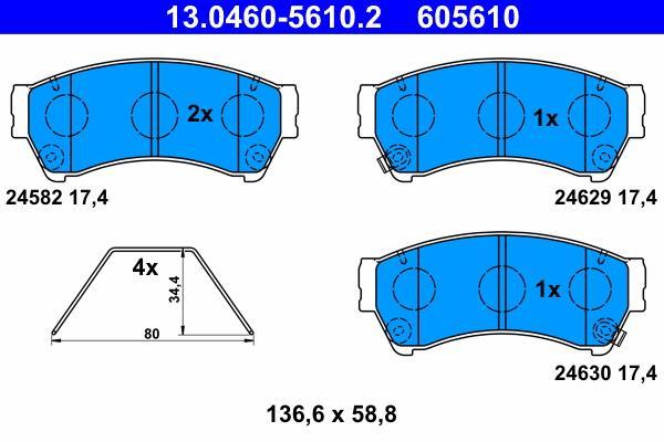 Jeu de 4 plaquettes de frein ATE ref. 13.0460-5610.2