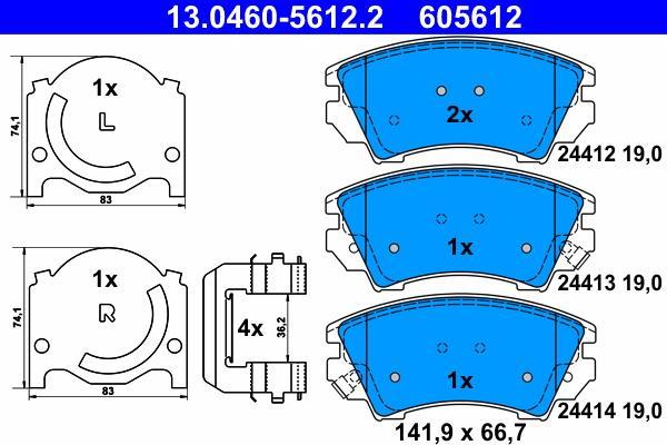 Jeu de 4 plaquettes de frein ATE ref. 13.0460-5612.2