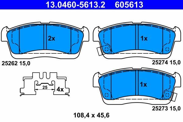 Jeu de 4 plaquettes de frein ATE ref. 13.0460-5613.2