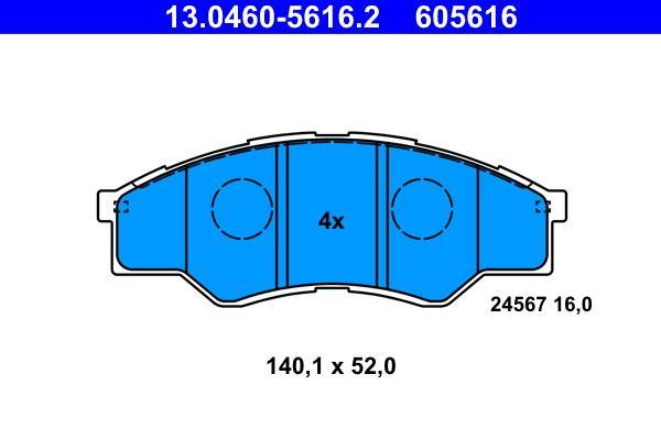 Jeu de 4 plaquettes de frein ATE ref. 13.0460-5616.2