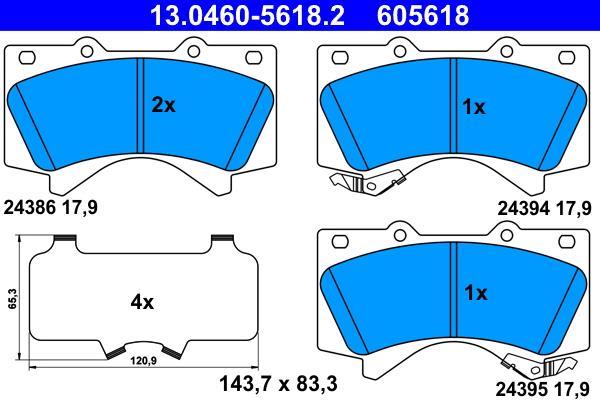Jeu de 4 plaquettes de frein ATE ref. 13.0460-5618.2