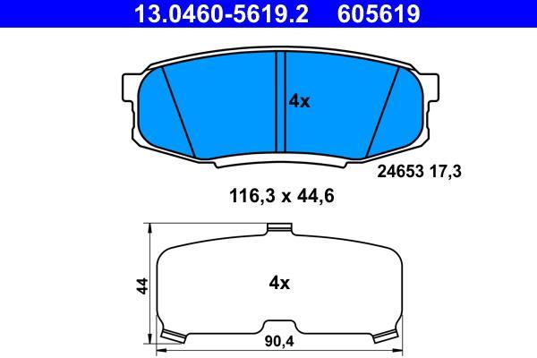 Jeu de 4 plaquettes de frein ATE ref. 13.0460-5619.2