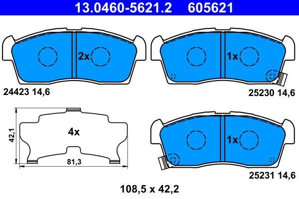 Jeu de 4 plaquettes de frein ATE ref. 13.0460-5621.2