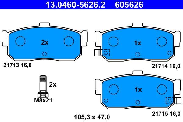 Jeu de 4 plaquettes de frein ATE ref. 13.0460-5626.2