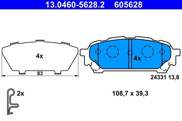 Jeu de 4 plaquettes de frein ATE ref. 13.0460-5628.2