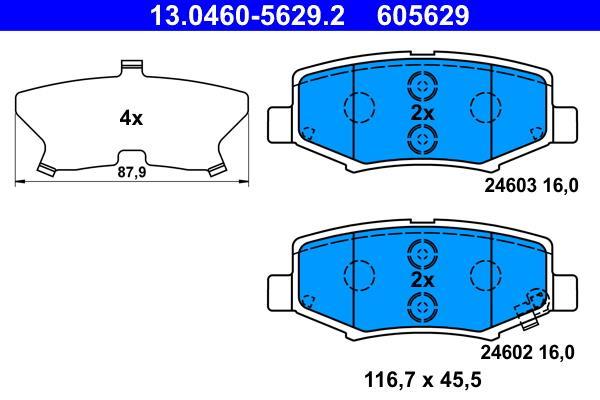 Jeu de 4 plaquettes de frein ATE ref. 13.0460-5629.2