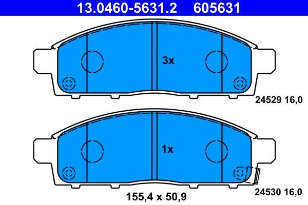 Jeu de 4 plaquettes de frein ATE ref. 13.0460-5631.2