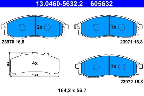 Jeu de 4 plaquettes de frein ATE 13.0460-5632.2