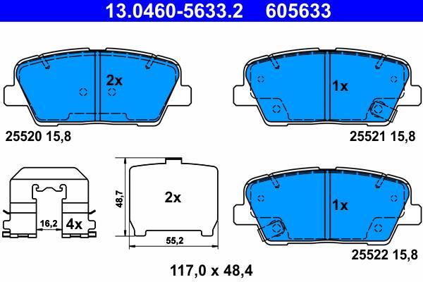Jogo de 4 pastilhas de travão ATE ref. 13.0460-5633.2