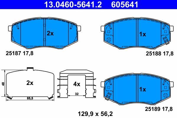 Jeu de 4 plaquettes de frein ATE ref. 13.0460-5641.2