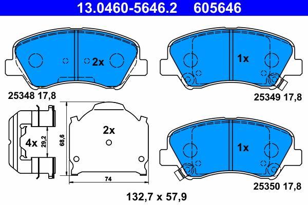 Jeu de 4 plaquettes de frein ATE ref. 13.0460-5646.2