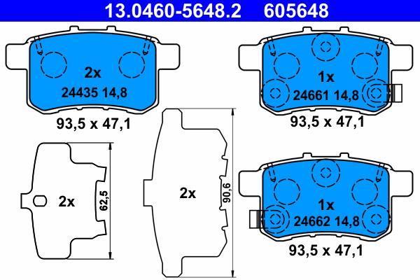 Jeu de 4 plaquettes de frein ATE ref. 13.0460-5648.2