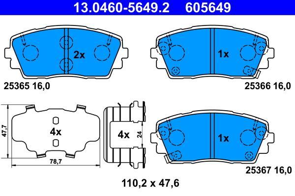 Jeu de 4 plaquettes de frein ATE ref. 13.0460-5649.2