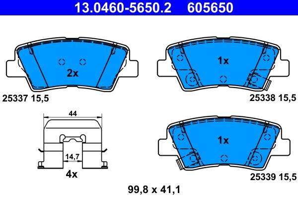 Jogo de 4 pastilhas de travão ATE ref. 13.0460-5650.2