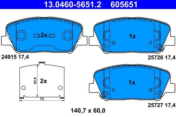 Jeu de 4 plaquettes de frein ATE ref. 13.0460-5651.2