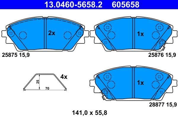Jeu de 4 plaquettes de frein ATE ref. 13.0460-5658.2