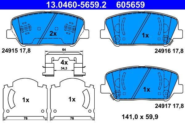 Jeu de 4 plaquettes de frein ATE ref. 13.0460-5659.2