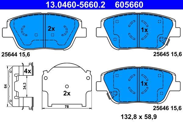 Jeu de 4 plaquettes de frein ATE ref. 13.0460-5660.2