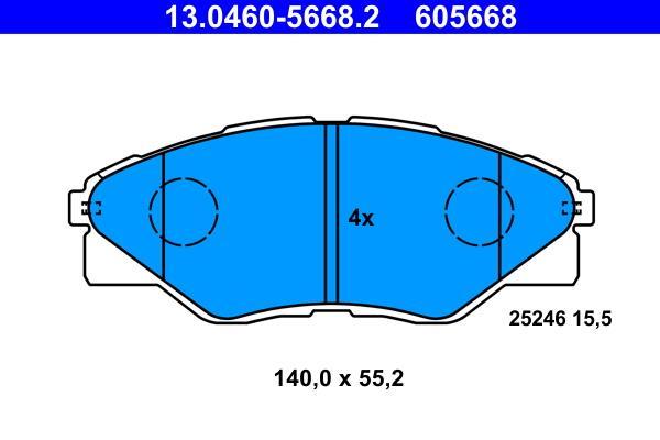 Jogo de 4 pastilhas de travão ATE ref. 13.0460-5668.2