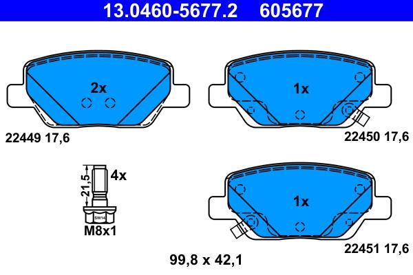 Jeu de 4 plaquettes de frein ATE ref. 13.0460-5677.2