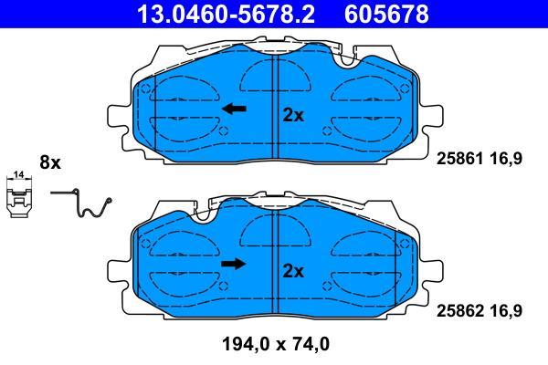 Jeu de 4 plaquettes de frein ATE ref. 13.0460-5678.2