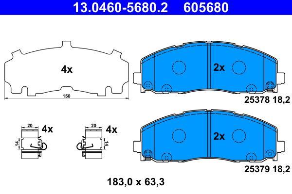 Jeu de 4 plaquettes de frein ATE ref. 13.0460-5680.2