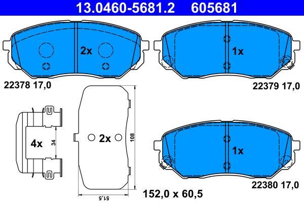 Jeu de 4 plaquettes de frein ATE ref. 13.0460-5681.2