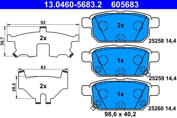 Jeu de 4 plaquettes de frein ATE ref. 13.0460-5683.2