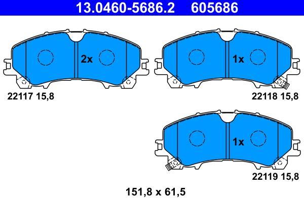 Jeu de 4 plaquettes de frein ATE ref. 13.0460-5686.2