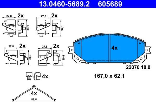 Jeu de 4 plaquettes de frein ATE ref. 13.0460-5689.2