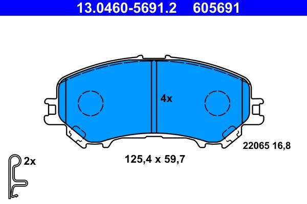 Jeu de 4 plaquettes de frein ATE ref. 13.0460-5691.2