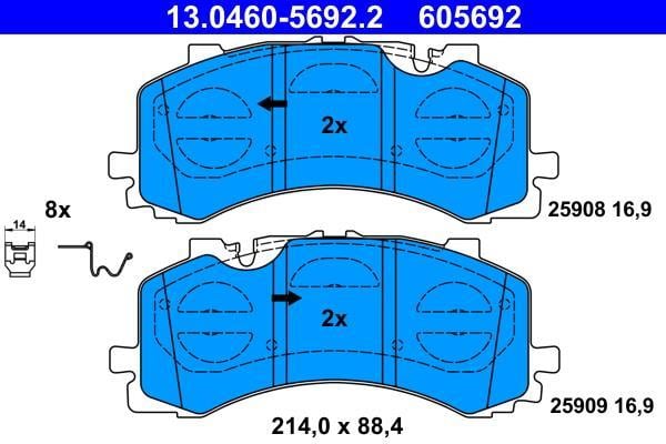Jeu de 4 plaquettes de frein ATE ref. 13.0460-5692.2