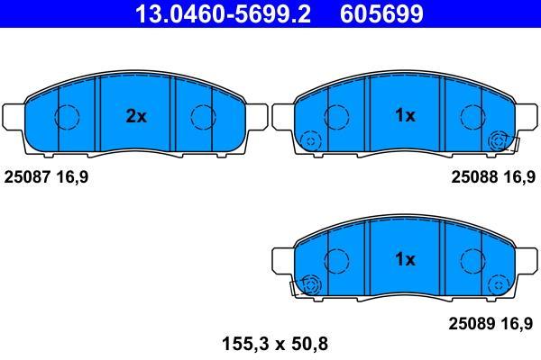 Jeu de 4 plaquettes de frein ATE ref. 13.0460-5699.2
