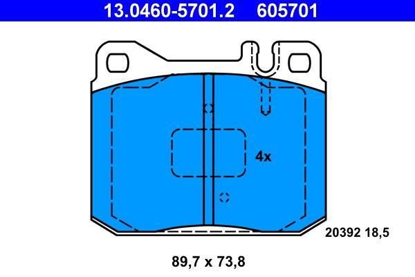 Jeu de 4 plaquettes de frein ATE ref. 13.0460-5701.2