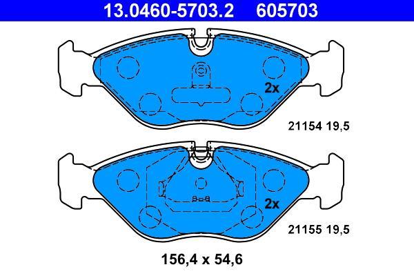 Jeu de 4 plaquettes de frein ATE ref. 13.0460-5703.2