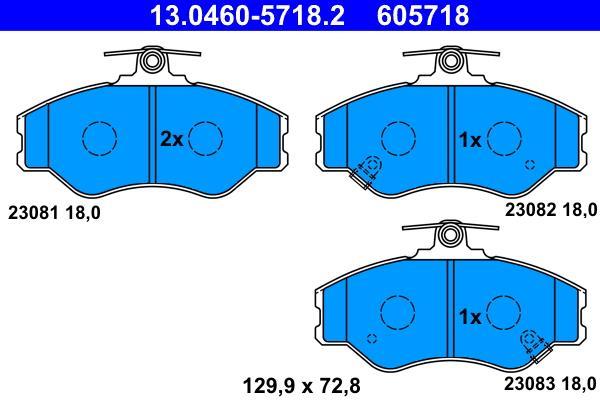 Jeu de 4 plaquettes de frein ATE ref. 13.0460-5718.2