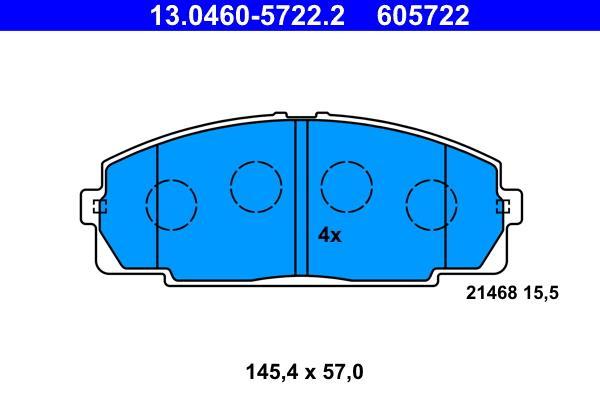Jeu de 4 plaquettes de frein ATE ref. 13.0460-5722.2