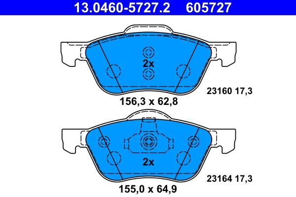 Jeu de 4 plaquettes de frein ATE ref. 13.0460-5727.2