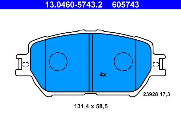 Jeu de 4 plaquettes de frein ATE ref. 13.0460-5743.2