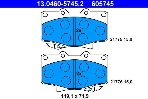 Jeu de 4 plaquettes de frein ATE ref. 13.0460-5745.2