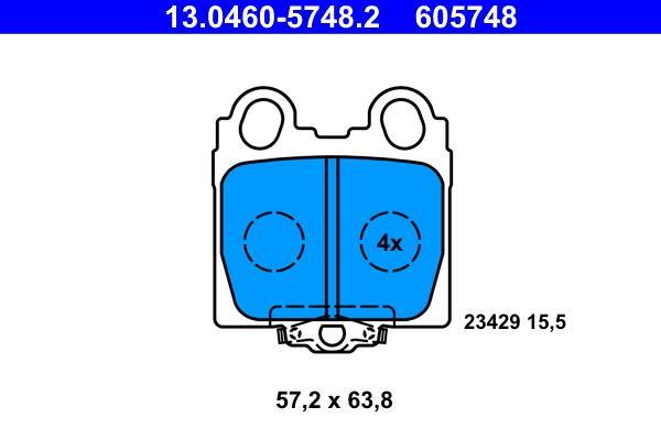 Jeu de 4 plaquettes de frein ATE ref. 13.0460-5748.2