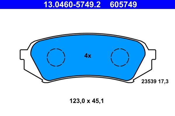 Jeu de 4 plaquettes de frein ATE ref. 13.0460-5749.2