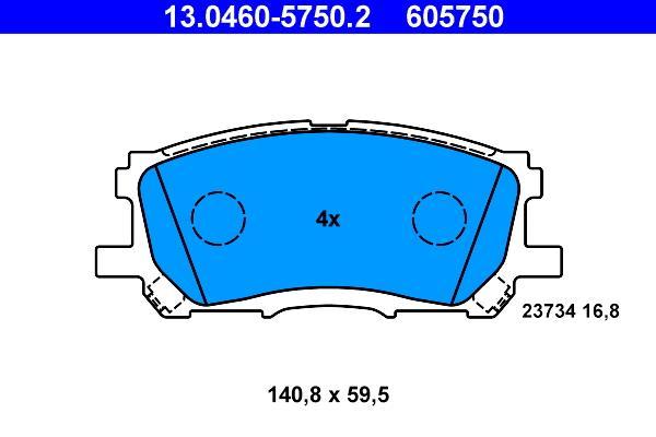 Jeu de 4 plaquettes de frein ATE ref. 13.0460-5750.2