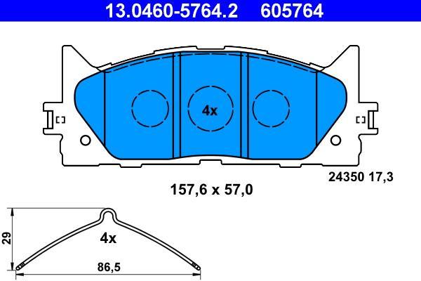 Jeu de 4 plaquettes de frein ATE ref. 13.0460-5764.2