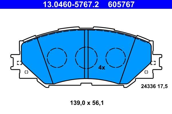 Jeu de 4 plaquettes de frein ATE ref. 13.0460-5767.2