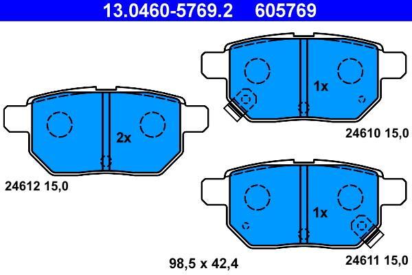 Jeu de 4 plaquettes de frein ATE ref. 13.0460-5769.2
