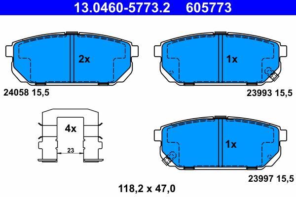 Jeu de 4 plaquettes de frein ATE ref. 13.0460-5773.2